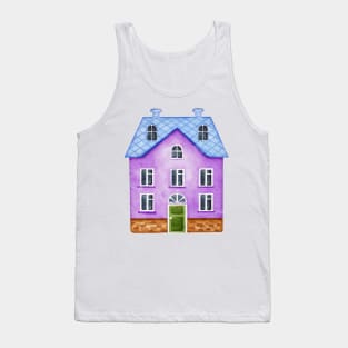 PURPLE VILLAGE HOUSE WATERCOLOR Tank Top